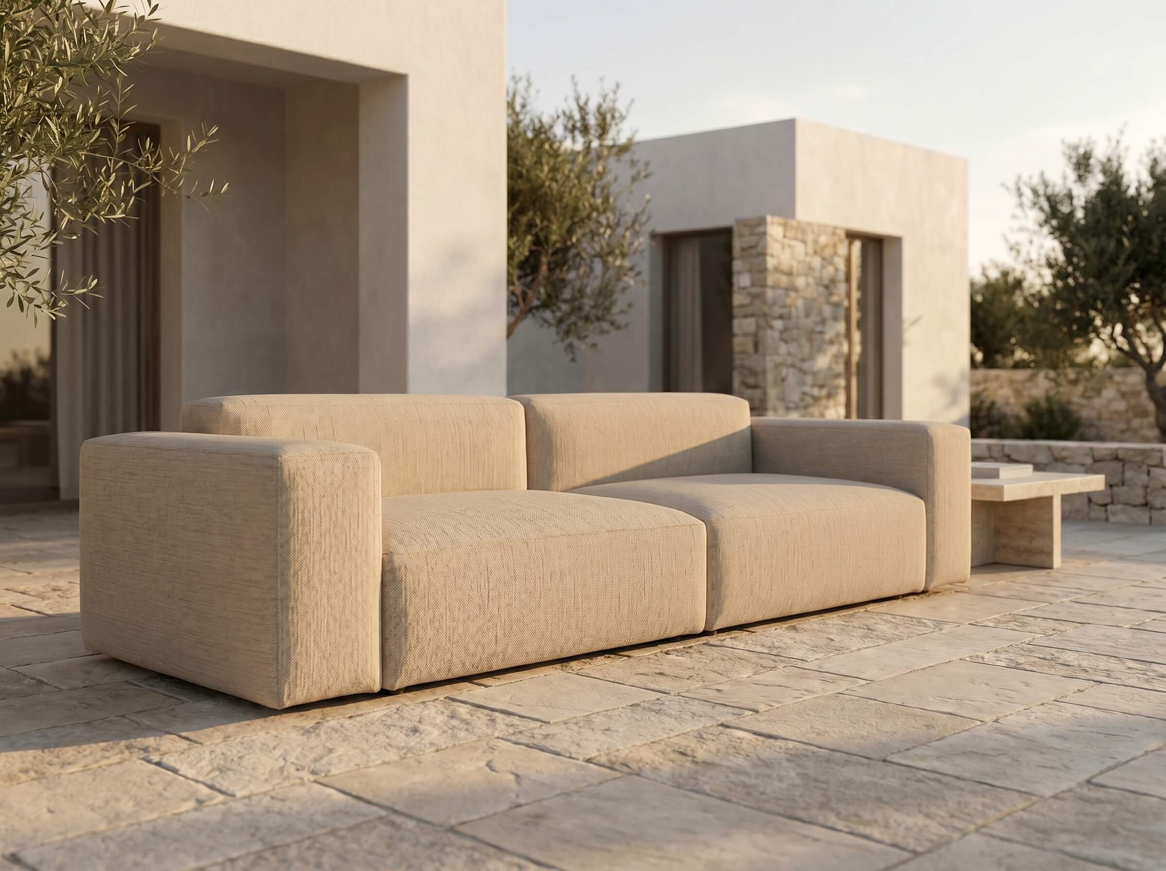 Modulares Outdoorsofa Moduvano One 2-teilig | 292 cm - Palma 604