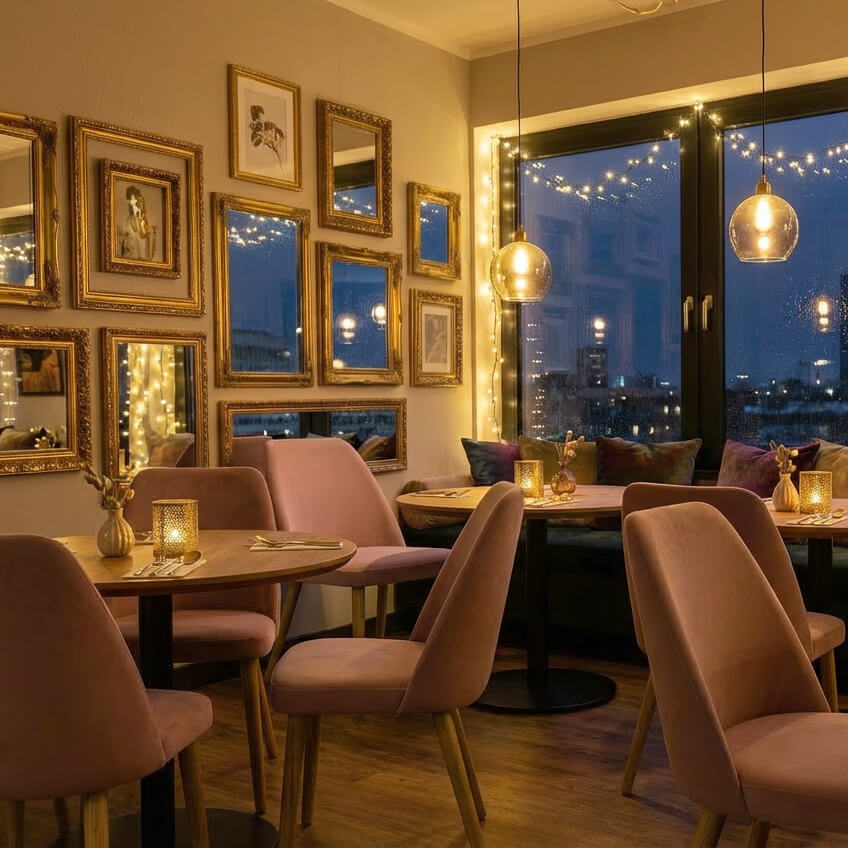 Vollpolsterstuhl mit Holzbeinen KDKS 100 - Milieubild Restaurant