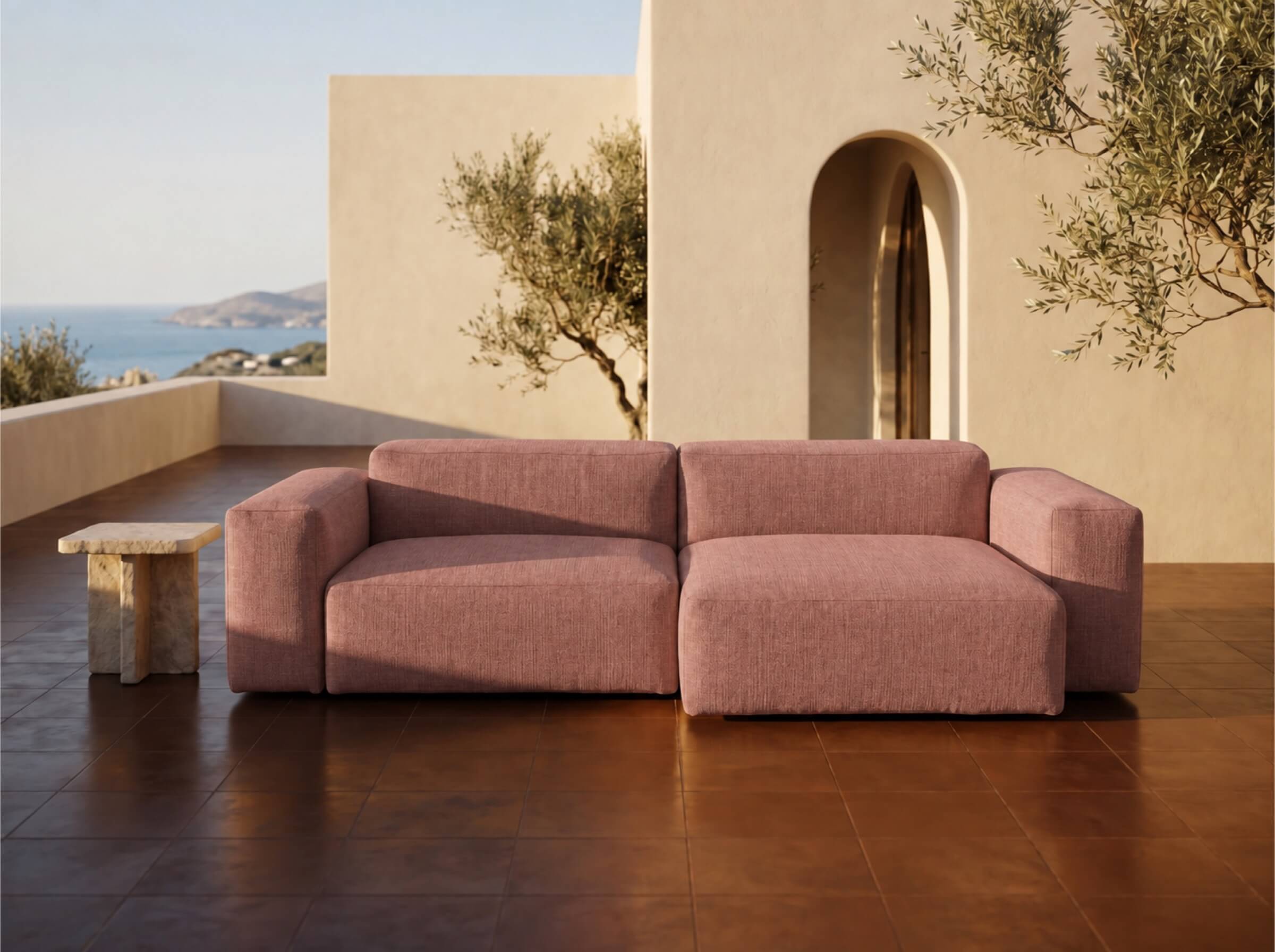 Modulares Outdoorsofa Moduvano One 2-teilig mit Longchair | 292 cm - Palma 611
