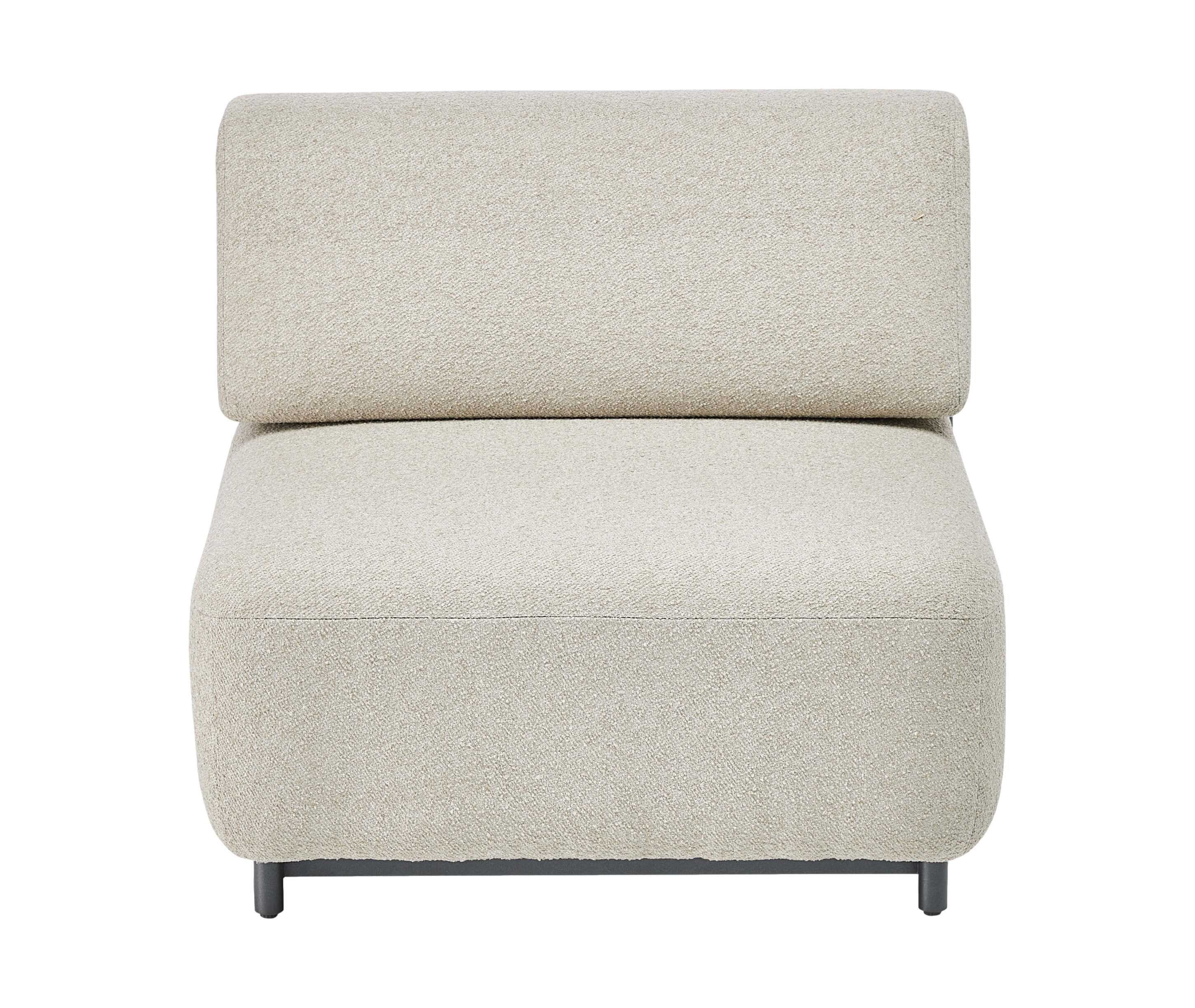 Sessel Lounge Mittelteil ohne Armlehnen mit Bouclé Stoff für Outdoor Lounge - Frontansicht