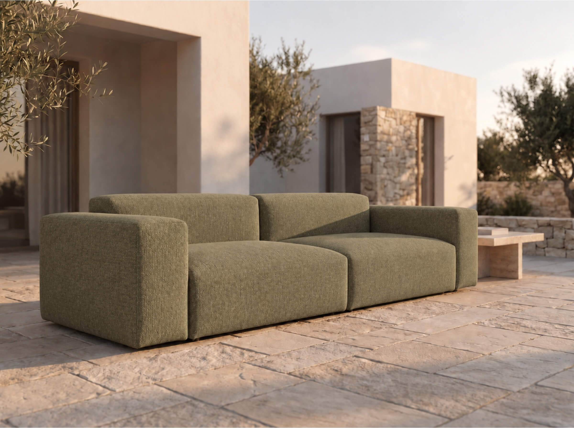 Modulares Outdoorsofa Moduvano One 2-teilig | 292 cm - Palma 616
