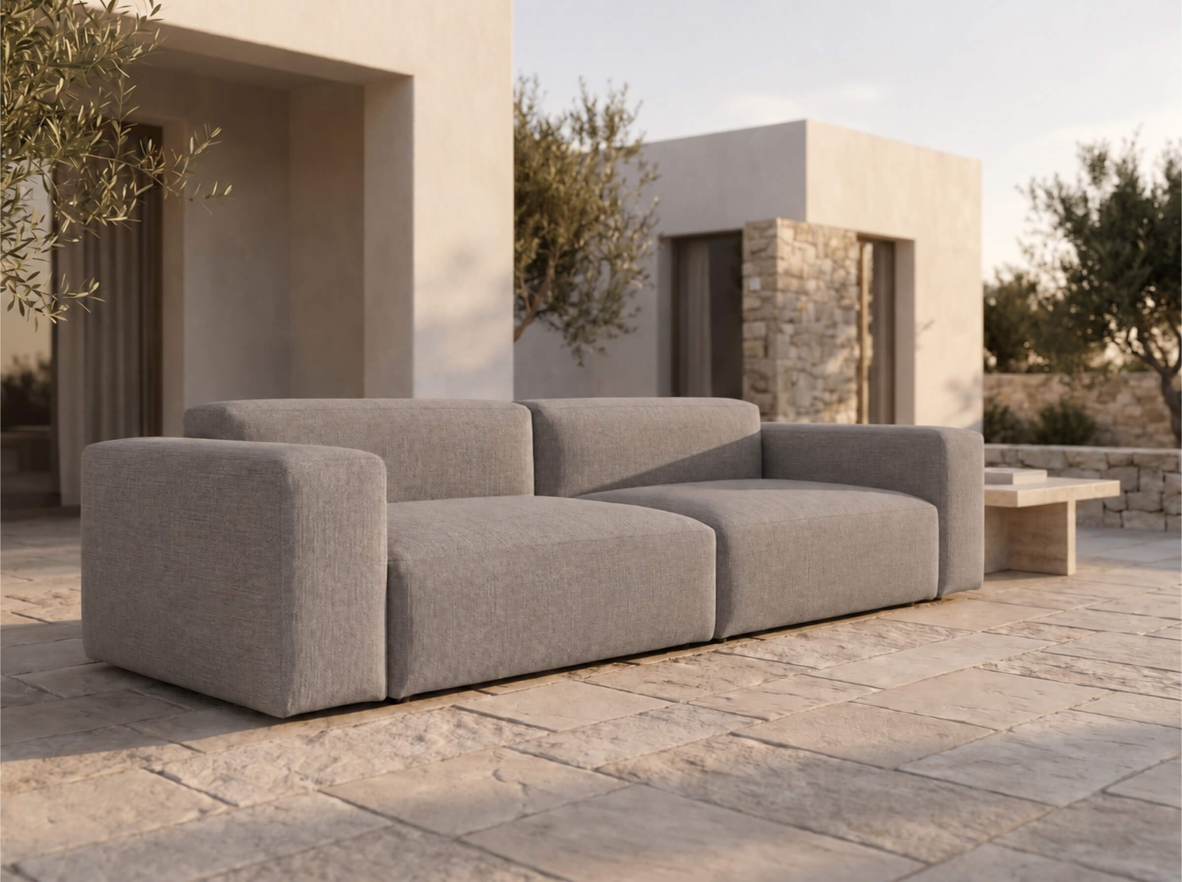 Modulares Outdoorsofa Moduvano One 2-teilig | 292 cm - Palma 624