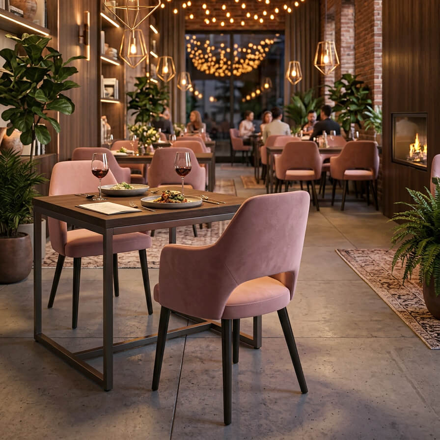 Vollpolsterstuhl mit Holzbeinen KDKS-A-200 - Milieubild Restaurant