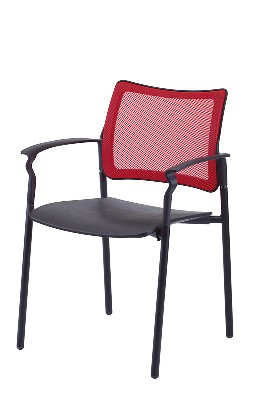 Gestell: Metall (Schwarz) | Sitz / Armlehnen: Kunststoff  | Rücken: Stoff (Rot)