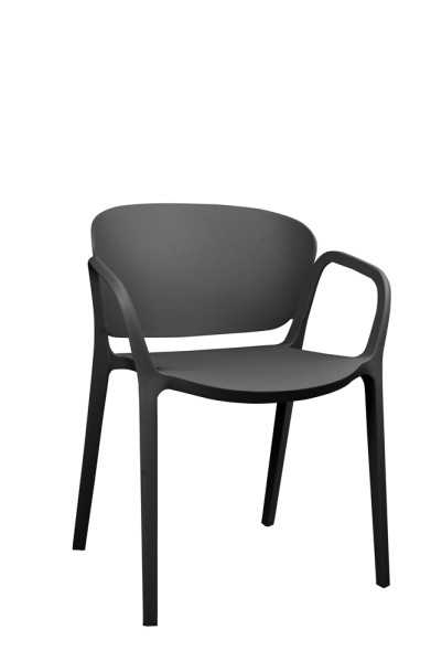 Stapelbarer Kunststoffstuhl FOMA-1800 Black für Gastronomie und Außenbereich